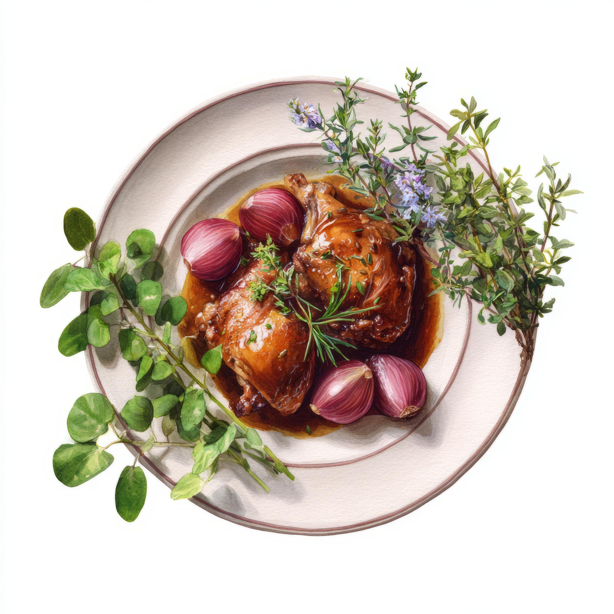 slow-roasted dish plated with herbs